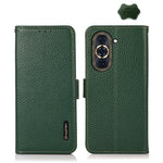 KHAZNEH Custodia per telefono RFID in vera pelle Litchi magnetica laterale, For Huawei Nova 10, For Huawei Nova 10 Pro