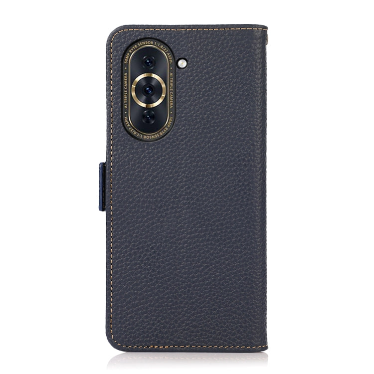 KHAZNEH Custodia per telefono RFID in vera pelle Litchi magnetica laterale, For Huawei Nova 10, For Huawei Nova 10 Pro