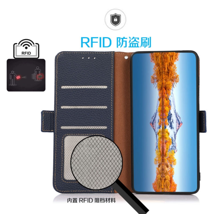 KHAZNEH Custodia per telefono RFID in vera pelle Litchi magnetica laterale, For Huawei Nova 10, For Huawei Nova 10 Pro