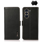 KHAZNEH Custodia per telefono RFID in vera pelle Litchi magnetica laterale, For Huawei Nova 10, For Huawei Nova 10 Pro
