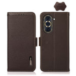 KHAZNEH Custodia per telefono RFID in vera pelle Litchi magnetica laterale, For Huawei Nova 10, For Huawei Nova 10 Pro