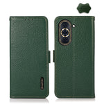 KHAZNEH Custodia per telefono RFID in vera pelle Litchi magnetica laterale, For Huawei Nova 10, For Huawei Nova 10 Pro