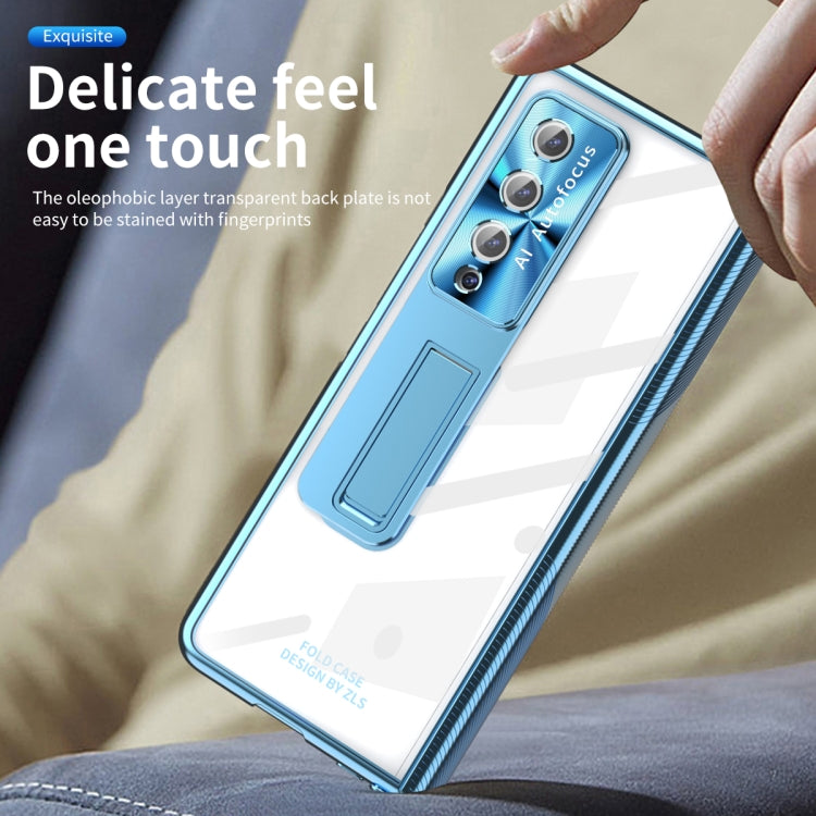 Custodia per telefono placcata con cerniere magnetiche con supporto, For Samsung Galaxy Z Fold3 5G