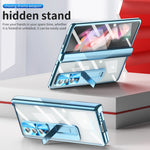 Custodia per telefono placcata con cerniere magnetiche con supporto, For Samsung Galaxy Z Fold3 5G