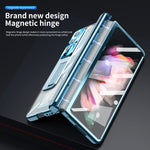 Custodia per telefono placcata con cerniere magnetiche con supporto, For Samsung Galaxy Z Fold3 5G