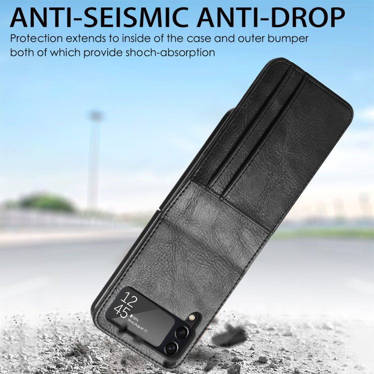 Custodia per telefono in pelle con slot per schede a vibrazione verticale, For Samsung Galaxy Z Flip4 5G