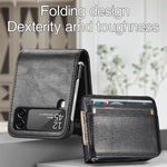 Custodia per telefono in pelle con slot per schede a vibrazione verticale, For Samsung Galaxy Z Flip4 5G