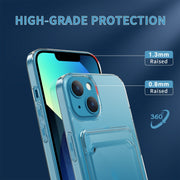 Crystal Card Slot PC + Custodia per telefono in TPU, For iPhone 14, For iPhone 14 Plus, For iPhone 14 Pro, For iPhone 14 Pro Max