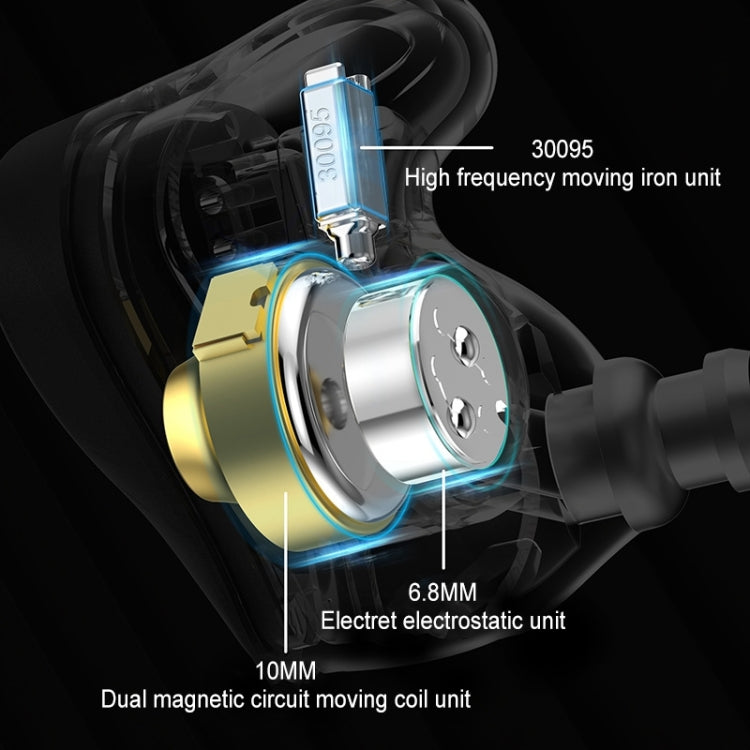KZ-ZEX PRO Cuffie intrauricolari ibride in ferro con bobina elettrostatica, With Microphone, Without Microphone
