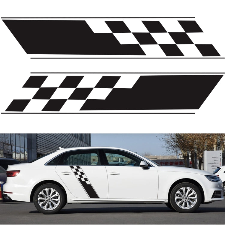 2 pezzi / set D-962 Adesivo decorativo modificato per auto con motivo a bandiera a scacchi, D-962