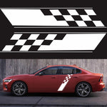 2 pezzi / set D-962 Adesivo decorativo modificato per auto con motivo a bandiera a scacchi, D-962