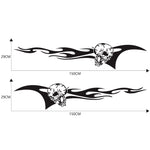 2 pezzi/set D-964 Adesivo decorativo modificato per auto modello fiamma teschio, D-964