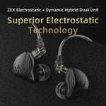 KZ-ZEX Cuffie per musica sportiva in-ear elettrostatica dinamica, With Microphone, Without Microphone