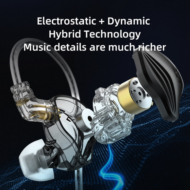 KZ-ZEX Cuffie per musica sportiva in-ear elettrostatica dinamica, With Microphone, Without Microphone