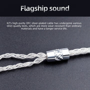 KZ OFC Cavo di aggiornamento per cuffie a 152 pin placcato argento ad alta purezza con pin standard da 0,75 mm per ZS10PRO
