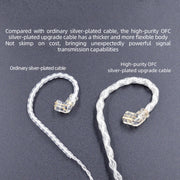 KZ OFC Cavo di aggiornamento per cuffie a 152 pin placcato argento ad alta purezza con pin standard da 0,75 mm per ZS10PRO