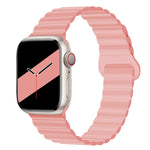 Cinturino magnetico in silicone con fibbia inversa per serie Apple Watch, 7 45mm / 6&SE&5&4 44mm / 3&2&1 42mm, 7 41mm / 6&SE&5&4 40mm / 3&2&1 38mm