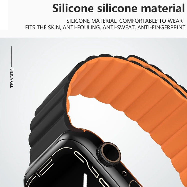 Cinturino magnetico in silicone con fibbia inversa per serie Apple Watch, 7 45mm / 6&SE&5&4 44mm / 3&2&1 42mm, 7 41mm / 6&SE&5&4 40mm / 3&2&1 38mm