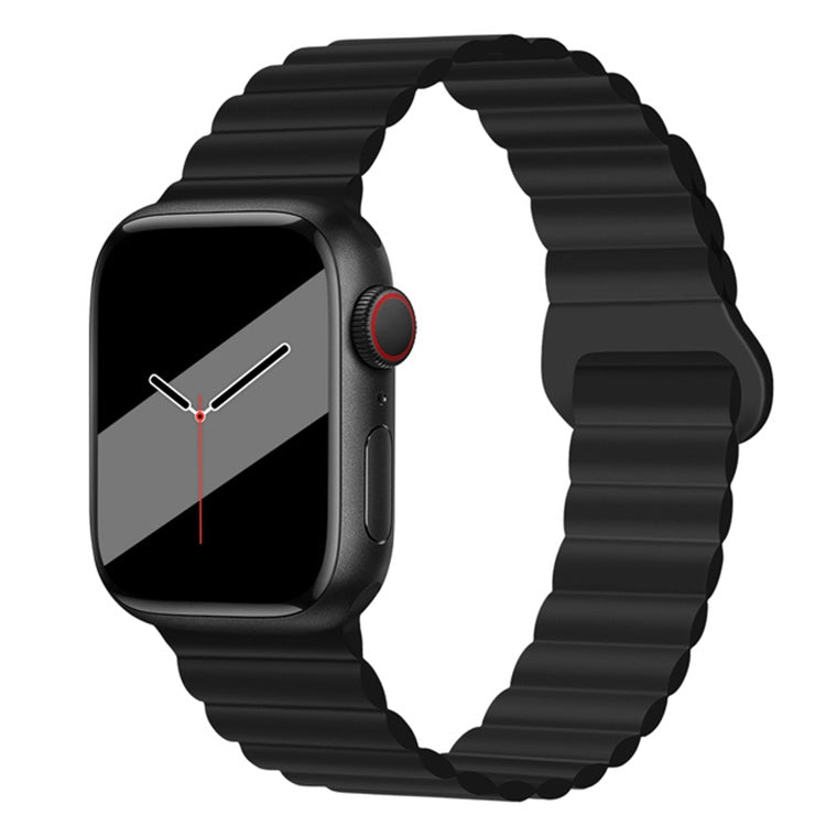 Cinturino magnetico in silicone con fibbia inversa per serie Apple Watch, 7 45mm / 6&SE&5&4 44mm / 3&2&1 42mm, 7 41mm / 6&SE&5&4 40mm / 3&2&1 38mm