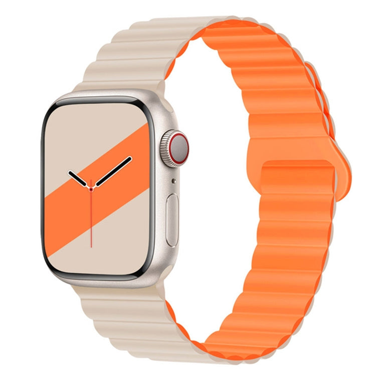Cinturino magnetico in silicone con fibbia inversa per serie Apple Watch, 7 45mm / 6&SE&5&4 44mm / 3&2&1 42mm, 7 41mm / 6&SE&5&4 40mm / 3&2&1 38mm