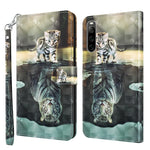 Custodia per cellulare in pelle flip modello pittura 3D, For Sony Xperia 10 IV