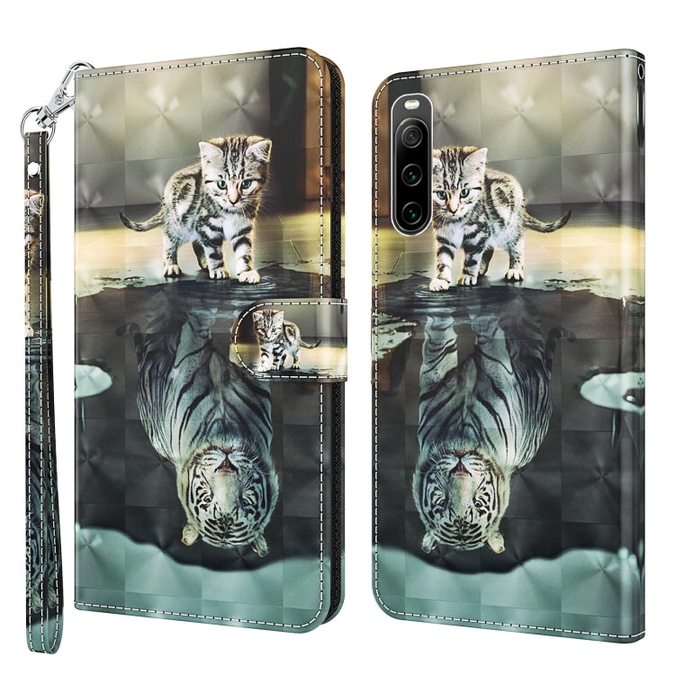 Custodia per cellulare in pelle flip modello pittura 3D, For Sony Xperia 10 IV