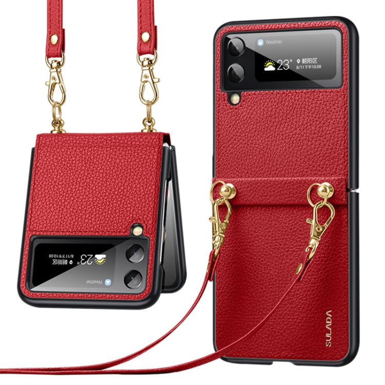 Custodia per telefono SULADA in pelle con texture Litchi + TPU con cinturino, For Samsung Galaxy Z Flip3 5G, For Huawei P50 Pocket