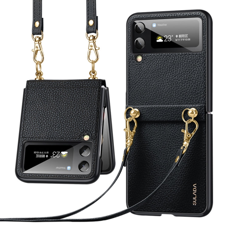 Custodia per telefono SULADA in pelle con texture Litchi + TPU con cinturino, For Samsung Galaxy Z Flip3 5G, For Huawei P50 Pocket