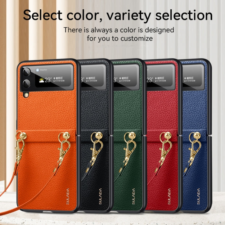 Custodia per telefono SULADA in pelle con texture Litchi + TPU con cinturino, For Samsung Galaxy Z Flip3 5G, For Huawei P50 Pocket