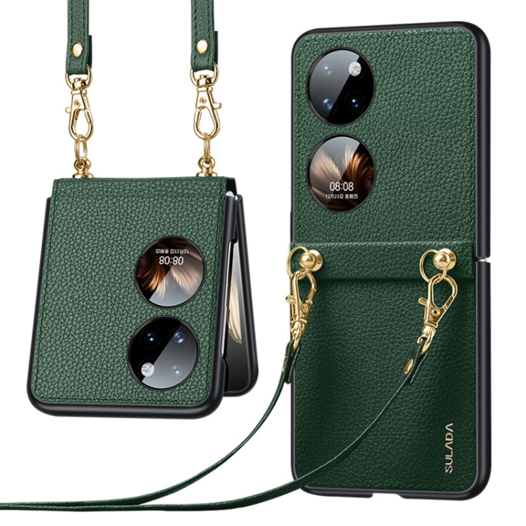 Custodia per telefono SULADA in pelle con texture Litchi + TPU con cinturino, For Samsung Galaxy Z Flip3 5G, For Huawei P50 Pocket