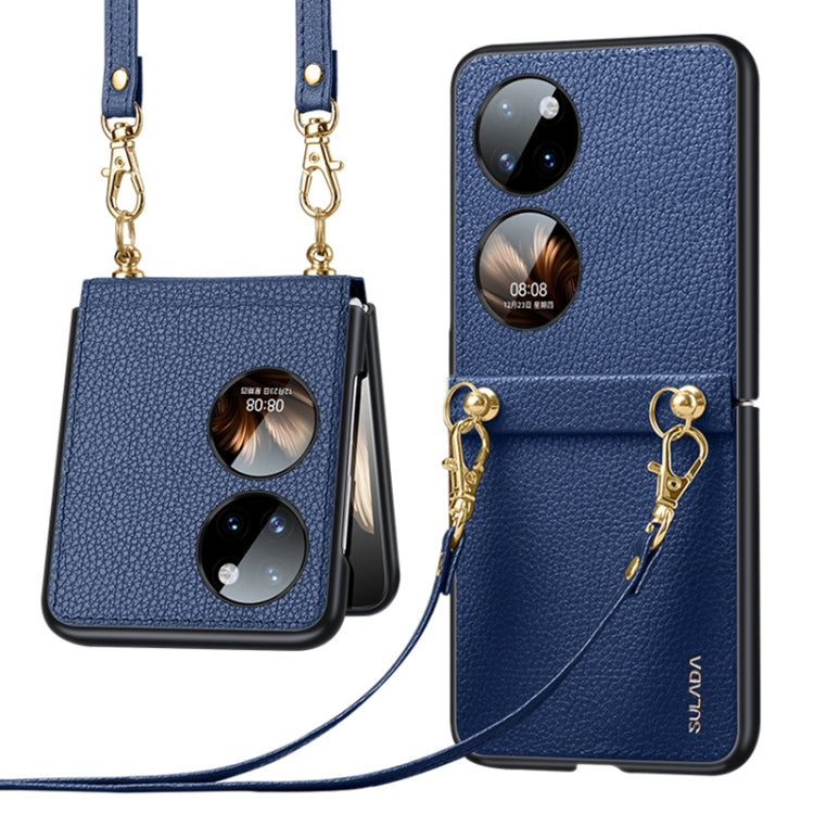 Custodia per telefono SULADA in pelle con texture Litchi + TPU con cinturino, For Samsung Galaxy Z Flip3 5G, For Huawei P50 Pocket