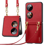 Custodia per telefono SULADA in pelle con texture Litchi + TPU con cinturino, For Samsung Galaxy Z Flip3 5G, For Huawei P50 Pocket