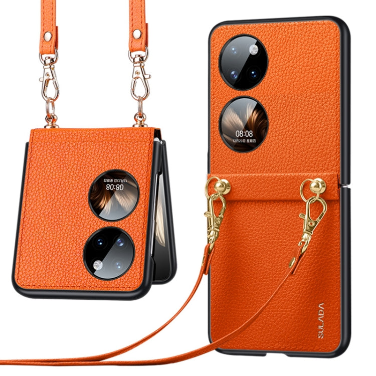 Custodia per telefono SULADA in pelle con texture Litchi + TPU con cinturino, For Samsung Galaxy Z Flip3 5G, For Huawei P50 Pocket