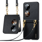 Custodia per telefono SULADA in pelle con texture Litchi + TPU con cinturino, For Samsung Galaxy Z Flip3 5G, For Huawei P50 Pocket