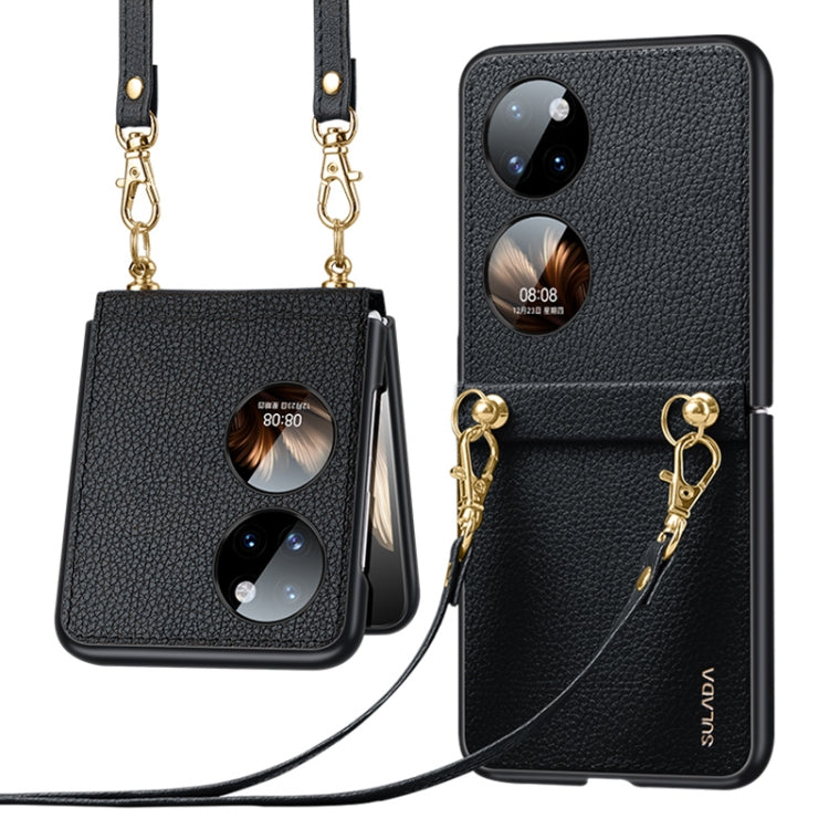 Custodia per telefono SULADA in pelle con texture Litchi + TPU con cinturino, For Samsung Galaxy Z Flip3 5G, For Huawei P50 Pocket
