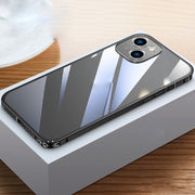 Custodia per telefono trasparente HD con struttura in metallo, For iPhone 14, For iPhone 14 Plus, For iPhone 14 Pro, For iPhone 14 Pro Max