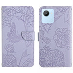 HT03 Cassa del telefono di cuoio di vibrazione impressa farfalla di sensibilità della pelle, For OPPO Realme C30, For OPPO Reno7 A, For Samsung Galaxy M13