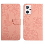 HT03 Cassa del telefono di cuoio di vibrazione impressa farfalla di sensibilità della pelle, For OPPO Realme C30, For OPPO Reno7 A, For Samsung Galaxy M13