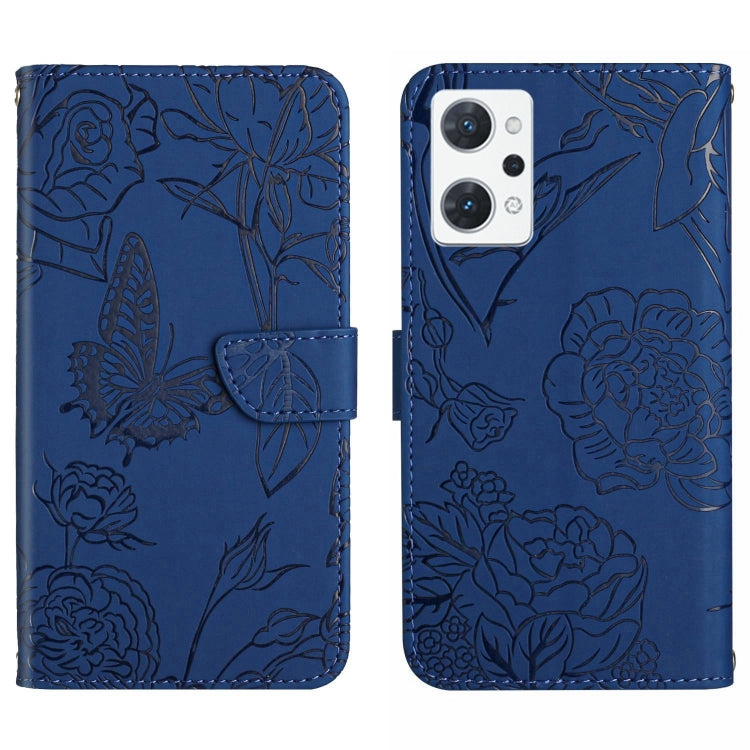 HT03 Cassa del telefono di cuoio di vibrazione impressa farfalla di sensibilità della pelle, For OPPO Realme C30, For OPPO Reno7 A, For Samsung Galaxy M13