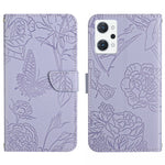 HT03 Cassa del telefono di cuoio di vibrazione impressa farfalla di sensibilità della pelle, For OPPO Realme C30, For OPPO Reno7 A, For Samsung Galaxy M13