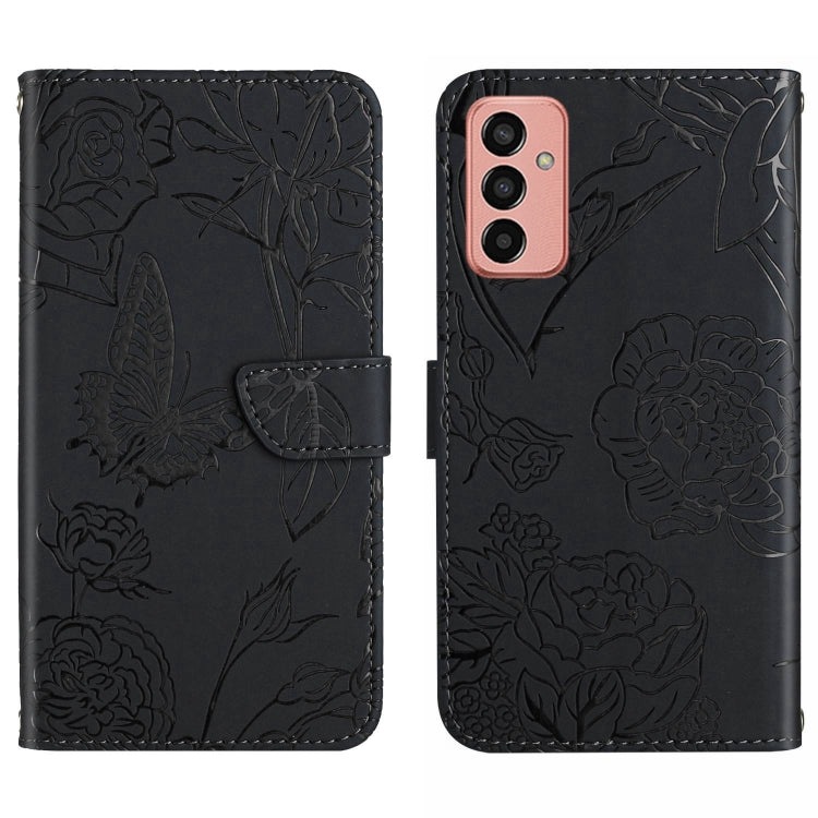 HT03 Cassa del telefono di cuoio di vibrazione impressa farfalla di sensibilità della pelle, For OPPO Realme C30, For OPPO Reno7 A, For Samsung Galaxy M13
