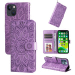 Custodia per telefono in pelle di girasole goffrata, For iPhone 13 mini, For iPhone 13, For iPhone 13 Pro, For iPhone 13 Pro Max
