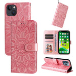 Custodia per telefono in pelle di girasole goffrata, For iPhone 13 mini, For iPhone 13, For iPhone 13 Pro, For iPhone 13 Pro Max
