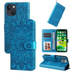 Custodia per telefono in pelle di girasole goffrata, For iPhone 13 mini, For iPhone 13, For iPhone 13 Pro, For iPhone 13 Pro Max