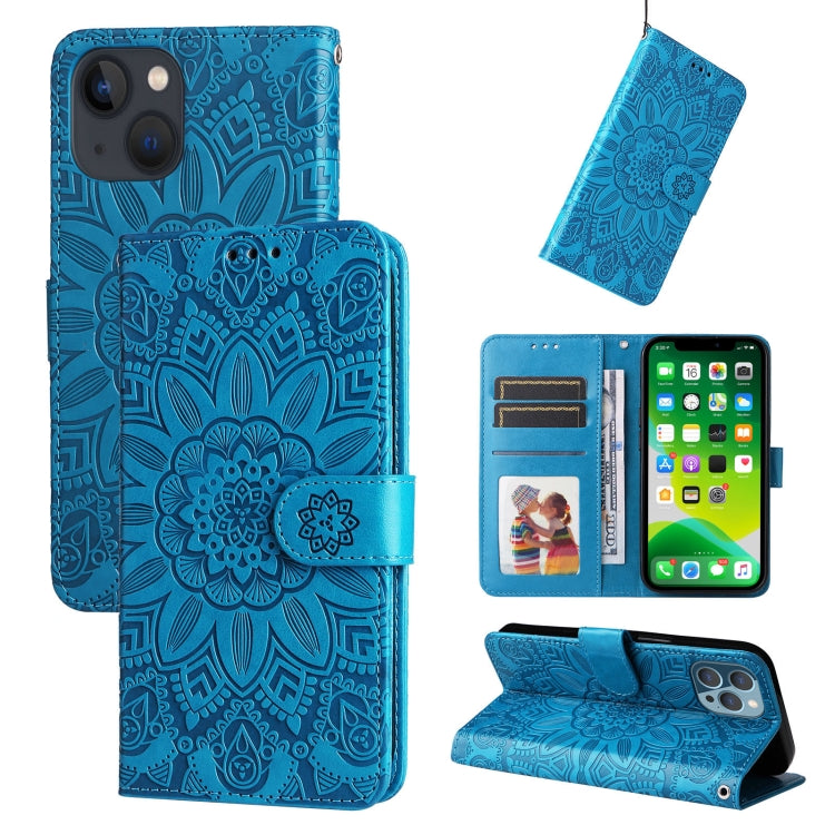 Custodia per telefono in pelle di girasole goffrata, For iPhone 13 mini, For iPhone 13, For iPhone 13 Pro, For iPhone 13 Pro Max