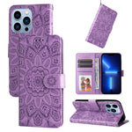 Custodia per telefono in pelle di girasole goffrata, For iPhone 13 mini, For iPhone 13, For iPhone 13 Pro, For iPhone 13 Pro Max