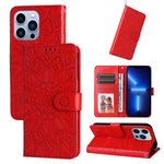 Custodia per telefono in pelle di girasole goffrata, For iPhone 13 mini, For iPhone 13, For iPhone 13 Pro, For iPhone 13 Pro Max