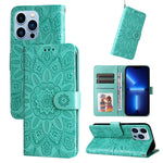 Custodia per telefono in pelle di girasole goffrata, For iPhone 13 mini, For iPhone 13, For iPhone 13 Pro, For iPhone 13 Pro Max