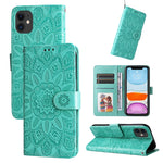 Custodia per telefono in pelle di girasole goffrata, For iPhone 12 mini, For iPhone 12 / 12 Pro, For iPhone 12 Pro Max, For iPhone 11
