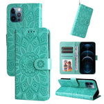 Custodia per telefono in pelle di girasole goffrata, For iPhone 12 mini, For iPhone 12 / 12 Pro, For iPhone 12 Pro Max, For iPhone 11